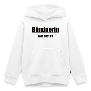 La femme des Grisons était Sust Design - Sweat Premium à capuche enfant bio - blanc - Devant - AI Model Kid Female (0cm)