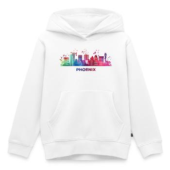 Phéniciens Skyline Phoenix - Sweat Premium à capuche enfant bio - blanc - Devant - AI Model Kid Female (0cm)