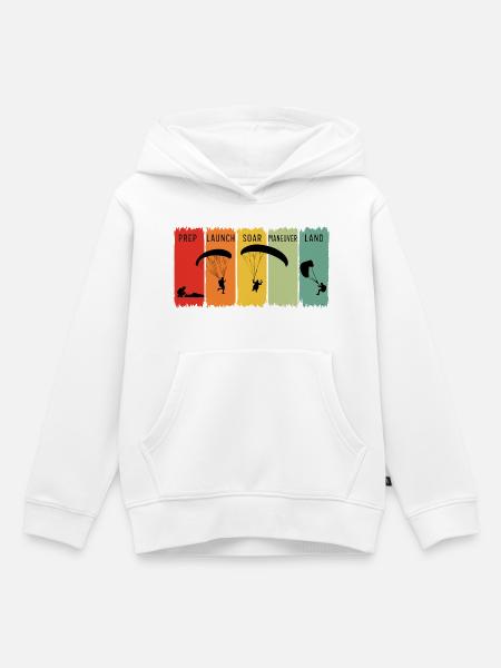 Retro-Paragliding-Schritte starten Soar Land Geschenk - Kinder Premium Organic Hoodie - Weiß