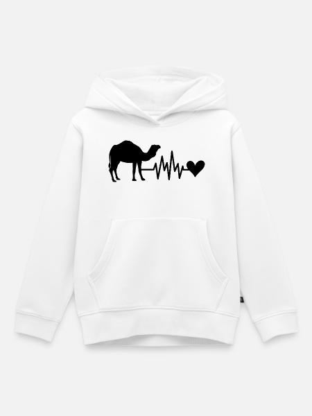 Kamel Herzschlag Herz - Kinder Premium Organic Hoodie - Weiß