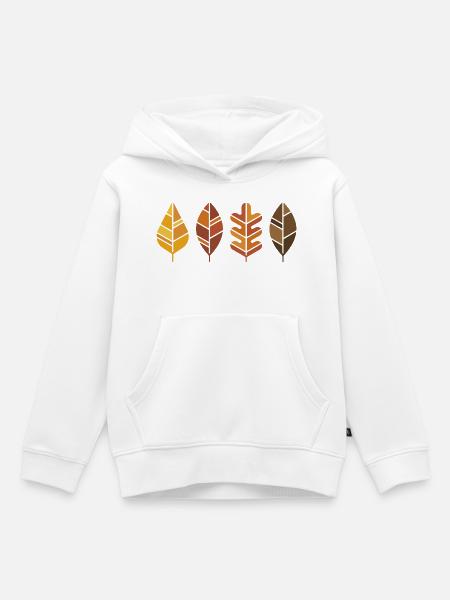 Geometrische Herbstlaub-Motive - Kinder Premium Organic Hoodie - Weiß