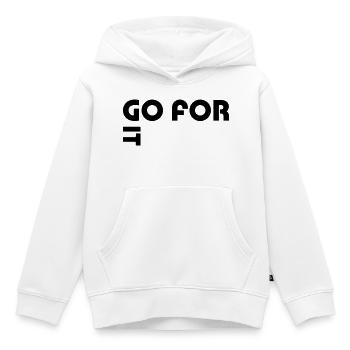 Go for it - Kids Premium Organic Hoodie - white - Front - AI Model Kid Female (0cm)