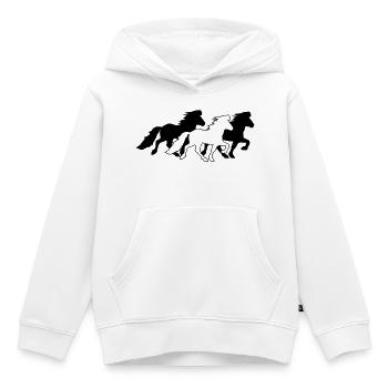 3 noble Icelandic horses in tölt - Kids Premium Organic Hoodie - white - Front - AI Model Kid Female (0cm)