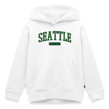 Seattle Washington USA - Kids Premium Organic Hoodie - white - Front - AI Model Kid Female (0cm)