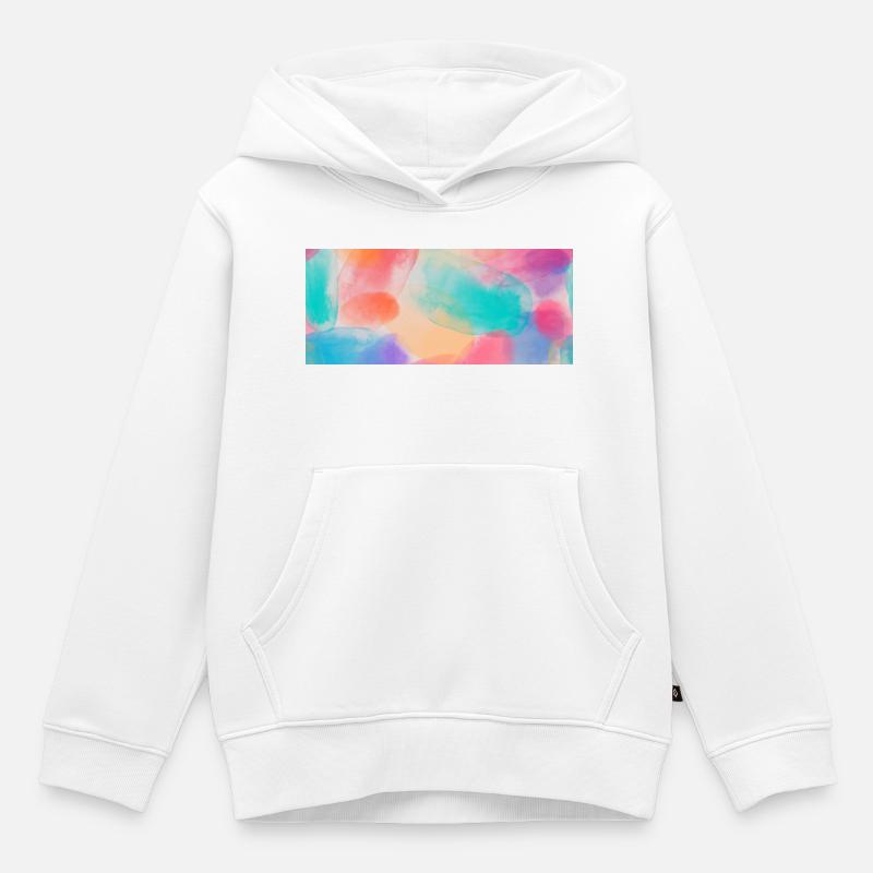 Couleurs vibrantes de l’aquarelle - Sweat Premium à capuche enfant bio - blanc