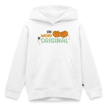 Bleib ungewöhnlich. Sei originell - Kinder Premium Organic Hoodie - Weiß - Vorne - AI Model Kid Female (0cm)