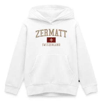 Zermatt Swiss Textured Logo - Kids Premium Organic Hoodie - white - Front - AI Model Kid Female (0cm)