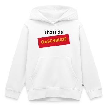 I hoss de Oaschbude  - Kinder Premium Organic Hoodie - Weiß - Vorne - AI Model Kid Female (0cm)