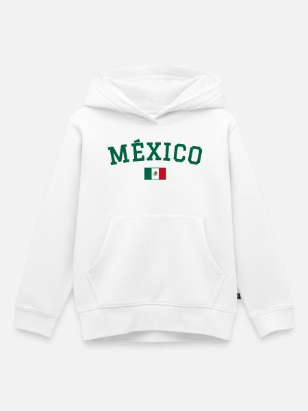 Mexiko Flagge Design Grün - Kinder Premium Organic Hoodie - Weiß