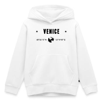 Venise, Italie, coordonnées GPS, globe - Sweat Premium à capuche enfant bio - blanc - Devant - AI Model Kid Female (0cm)