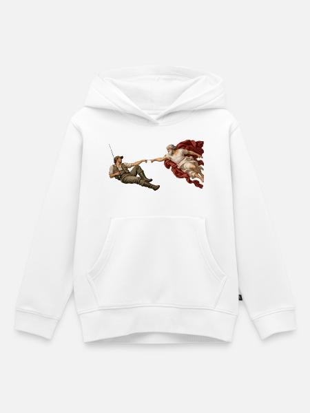 Die Erschaffung des Anglers - Kinder Premium Organic Hoodie - Weiß
