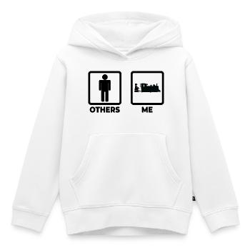 La vie d’un cheminot - Sweat Premium à capuche enfant bio - blanc - Devant - AI Model Kid Female (0cm)