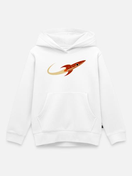 Rote Weltraumrakete - Kinder Premium Organic Hoodie - Weiß