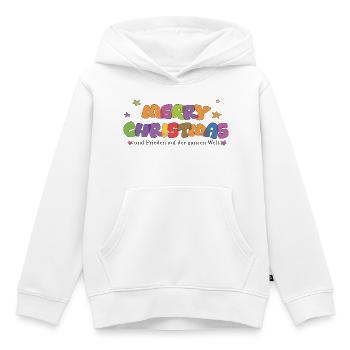 Joyeux Noël et paix dans le monde - Sweat Premium à capuche enfant bio - blanc - Devant - AI Model Kid Female (0cm)