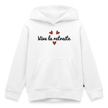 RETRAITE. RETRAITE. RETRAITEE. RETRAITE - Sweat Premium à capuche enfant bio - blanc - Devant - AI Model Kid Female (0cm)