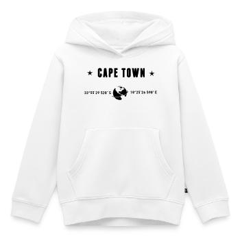 Kapstadt Koordinaten Schwarze Typografie - Kinder Premium Organic Hoodie - Weiß - Vorne - AI Model Kid Female (0cm)