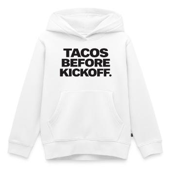 Des tacos avant le coup d’envoi. - Sweat Premium à capuche enfant bio - blanc - Devant - AI Model Kid Female (0cm)