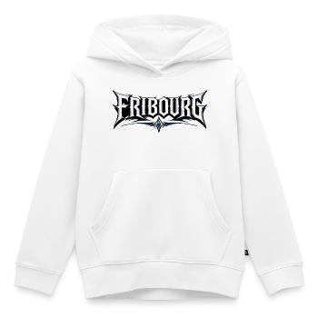 Police baptismale de FRIBOURG - Sweat Premium à capuche enfant bio - blanc - Devant - AI Model Kid Female (0cm)