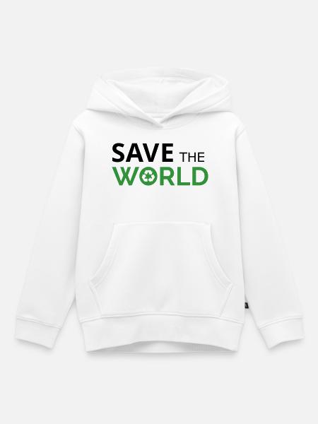 Rette die Welt - Kinder Premium Organic Hoodie - Weiß