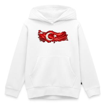 Drapeau de la Dinde Enflammée - Sweat Premium à capuche enfant bio - blanc - Devant - AI Model Kid Female (0cm)