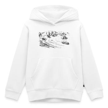 Silhouette de Piz Palü | Bernina Massiv Design | Montagne - Sweat Premium à capuche enfant bio - blanc - Devant - AI Model Kid Female (0cm)