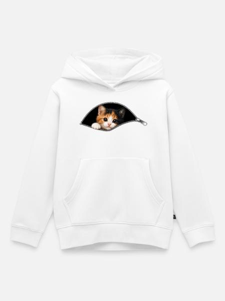 Süßes Kätzchen Reißverschluss Katze - Kinder Premium Organic Hoodie - Weiß