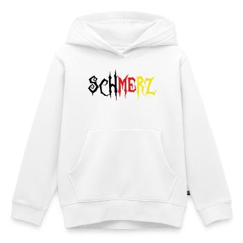 Schmerz – Grunge Schriftzug Schwarz Rot Gold - Kinder Premium Organic Hoodie - Weiß - Vorne - AI Model Kid Female (0cm)