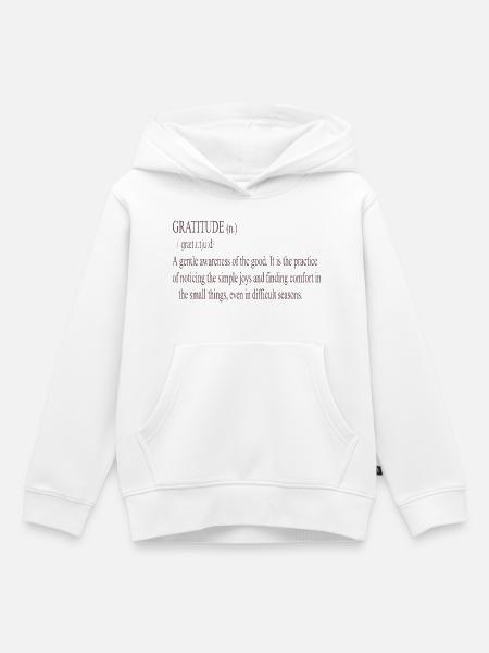 Dankbarkeit Zitat Sanfte Typografie - Kinder Premium Organic Hoodie - Weiß