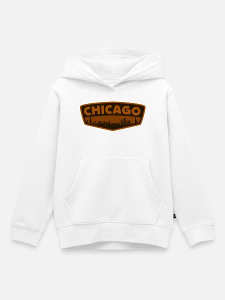 Chicago Skyline Patch Retro - Kinder Premium Organic Hoodie - Weiß