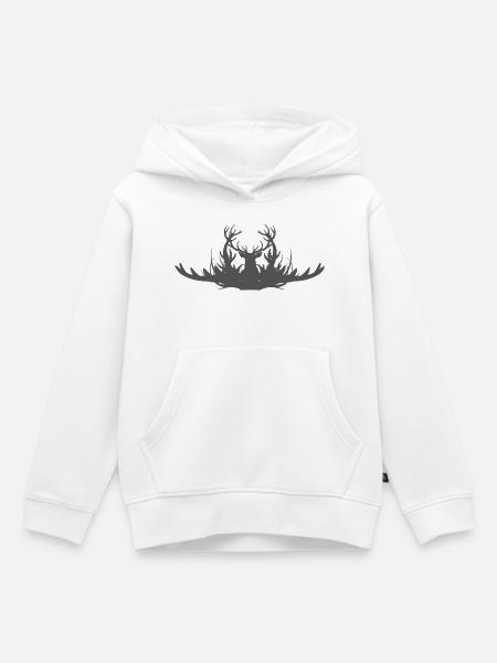 Geweihsilhouette des Hirsches - Kinder Premium Organic Hoodie - Weiß