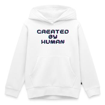 Created By Human Retro Glitch Saying - Kids Premium Organic Hoodie - white - Front - AI Model Kid Female (0cm)