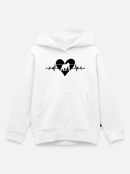 Affe Herzschlag Herz - Kinder Premium Organic Hoodie - Weiß