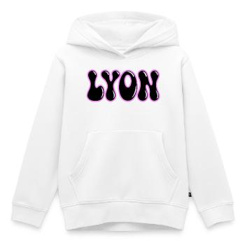 Lyon Retro Groovy Black & Pink Contour - Kinder Premium Organic Hoodie - Weiß - Vorne - AI Model Kid Female (0cm)