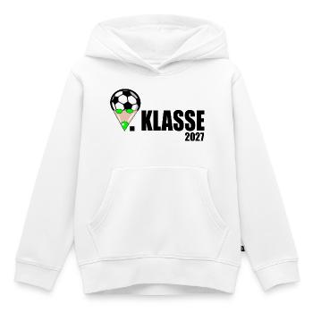 Schulkind 1. Klasse Fußball - Kinder Premium Organic Hoodie - Weiß - Vorne - AI Model Kid Female (0cm)