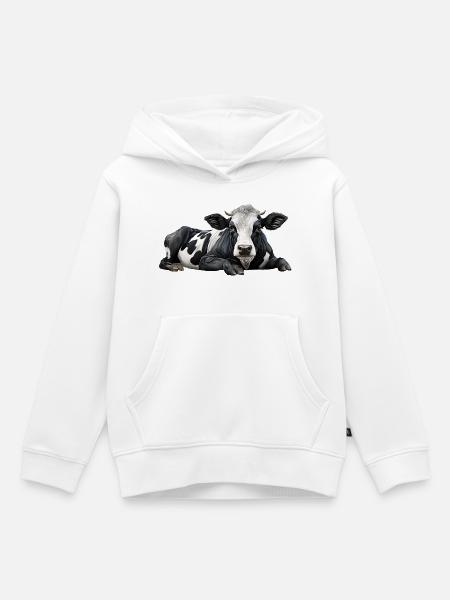 Kuh - Kinder Premium Organic Hoodie - Weiß
