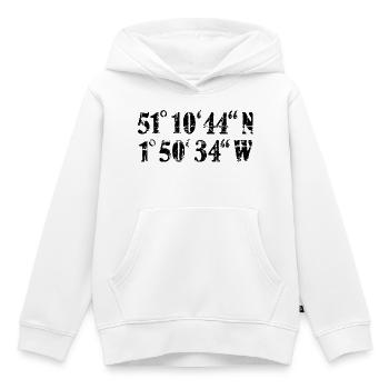 Stonehenge Koordinaten (Vintage/Schwarz) - Kinder Premium Organic Hoodie - Weiß - Vorne - AI Model Kid Female (0cm)
