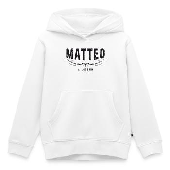 MATTEO A LEGEND verziert - Kinder Premium Organic Hoodie - Weiß - Vorne - AI Model Kid Female (0cm)