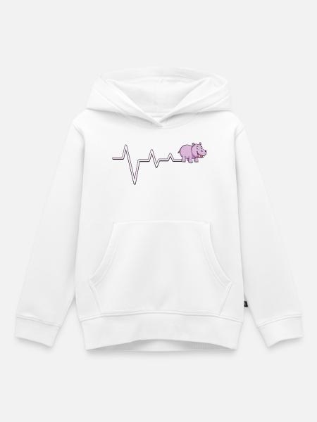 Pink Hippo Pulse ECG Graphic - Kids Premium Organic Hoodie - white
