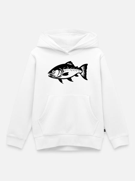 Fisch Skizze - Kinder Premium Organic Hoodie - Weiß