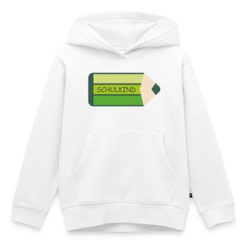 School Child - Green Pen - Motif for School Beginners - Kids Premium Organic Hoodie - white - Front - AI Model Kid Female (0cm)