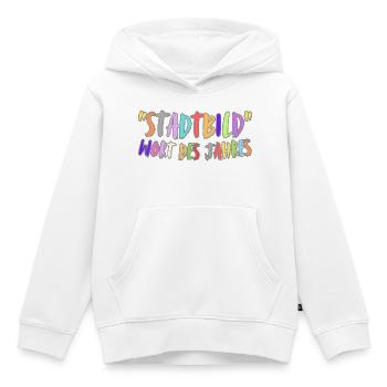 Mot de l’année Cityscape - Sweat Premium à capuche enfant bio - blanc - Devant - AI Model Kid Female (0cm)