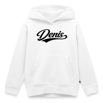 Nom Denis : premier nom de famille - Sweat Premium à capuche enfant bio - blanc - Devant - AI Model Kid Female (0cm)
