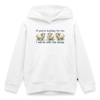 I will be with the sheep Lustiges Schaf Motiv - Kinder Premium Organic Hoodie - Weiß - Vorne - AI Model Kid Female (0cm)