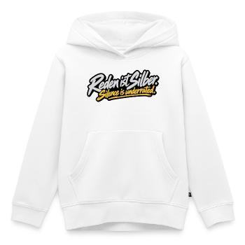 Reden ist Silber – Silence is underrated - Kinder Premium Organic Hoodie - Weiß - Vorne - AI Model Kid Female (0cm)