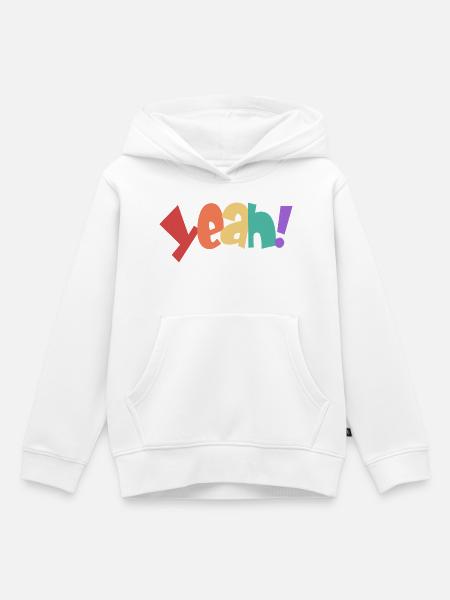 Bunte Yeah Typografie Design - Kinder Premium Organic Hoodie - Weiß