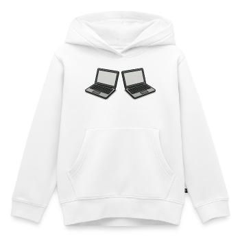Ordinateur portable double - Sweat Premium à capuche enfant bio - blanc - Devant - AI Model Kid Female (0cm)