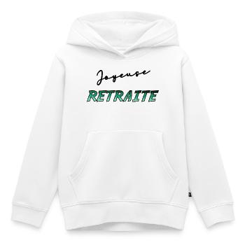 RETRAITE. RETRAITE. RETRAITEE. RETRAITE - Sweat Premium à capuche enfant bio - blanc - Devant - AI Model Kid Female (0cm)