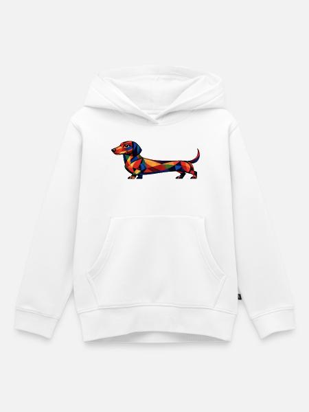 Geometrischer Dackel - Kinder Premium Organic Hoodie - Weiß