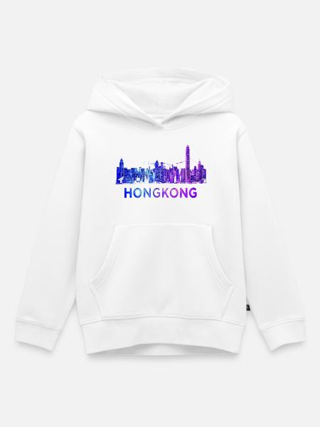 Hongkong Skyline - Kinder Premium Organic Hoodie - Weiß