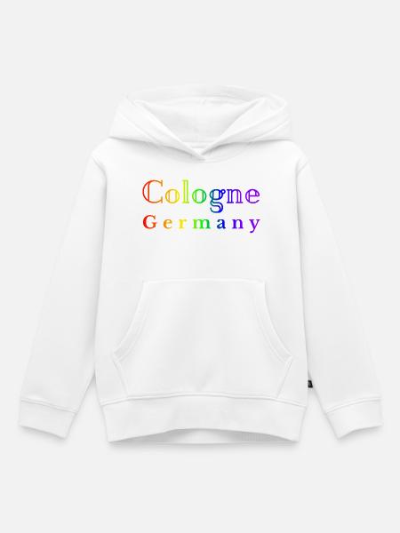 Köln Regenbogen Schriftzug - Kinder Premium Organic Hoodie - Weiß